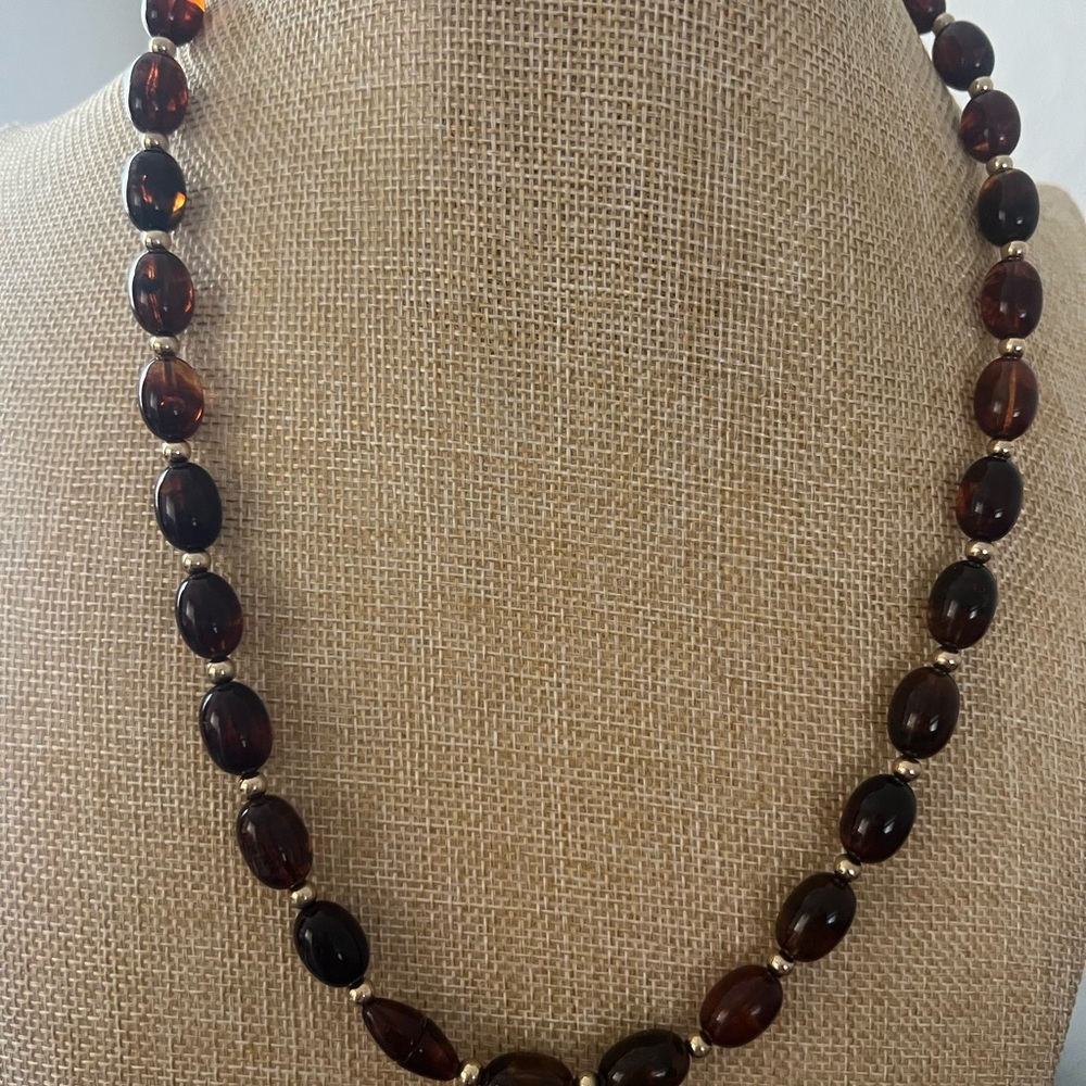 Brown Beaded Necklace with Natural Stone Finish